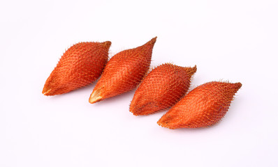 Wintergreen shell on white background, Salak Palm fruit, tropical fruit in Thailand.