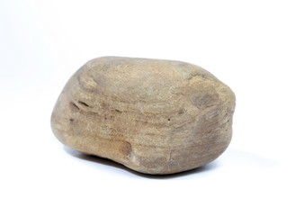 Single natural stone on white background