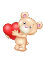 Cute bear holding heart