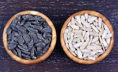 Bamboo bowl with sunflower seeds