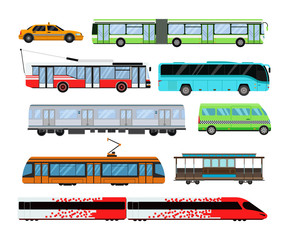 City transport set vector illustration.