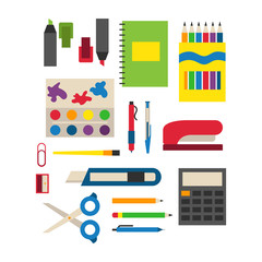 School supplies vector illustration.