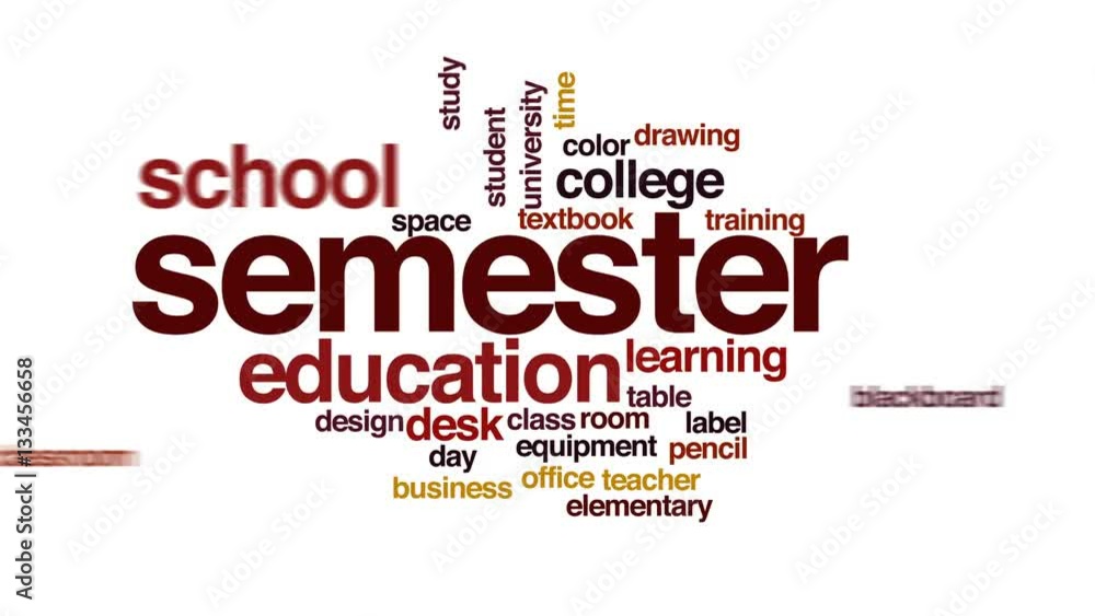 Poster semester animated word cloud, text design animation.