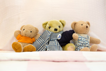 Three teddy bears dolls