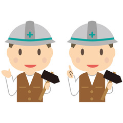 かわいい大工さん　男性　上半身　案内と紹介