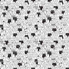 Seamless vector pattern with cute cats - 133458447