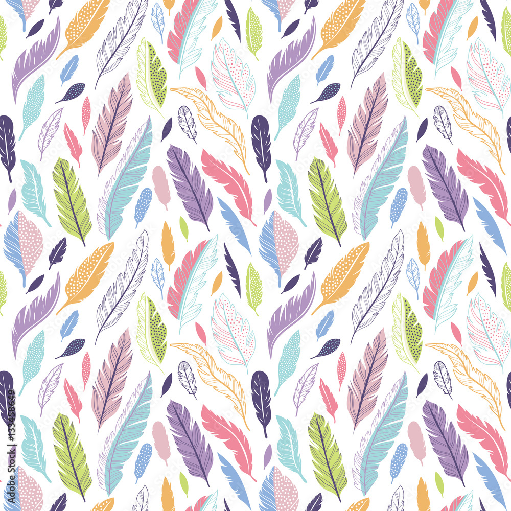 Aufkleber Vector seamless pattern with feathers