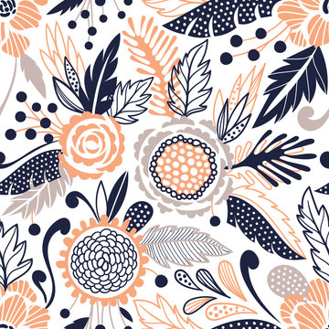 Fototapeta Seamless floral pattern