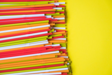 Colorful drinking straws for the color background. Abstract a colorful of plastic straws used for drinking water or soft drinks