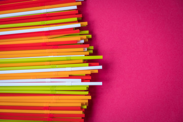 Colorful drinking straws for the color background. Abstract a colorful of plastic straws used for drinking water or soft drinks