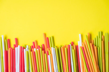 Colorful drinking straws for the color background. Abstract a colorful of plastic straws used for drinking water or soft drinks