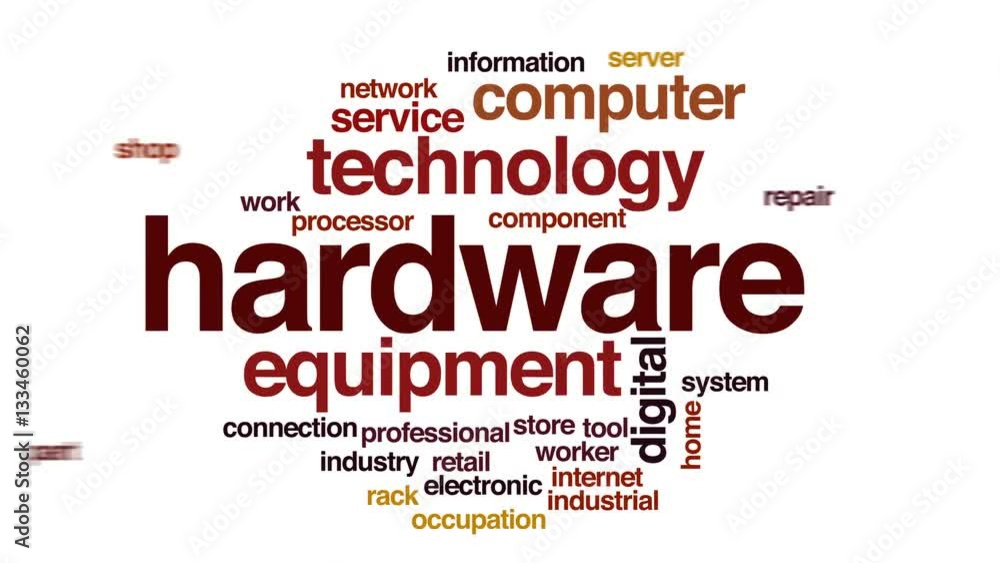 Poster hardware animated word cloud, text design animation.