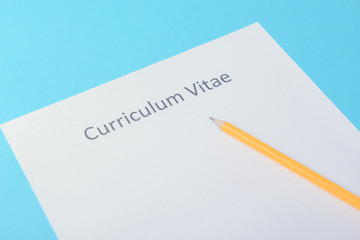 Curriculum vitae written on an blank white paper