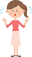 女性　慌てる　焦る