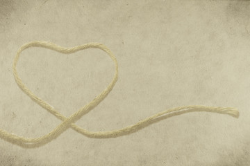Jute rope in heart shape