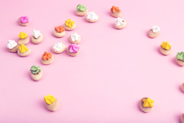 Sweet cookie on pink background.