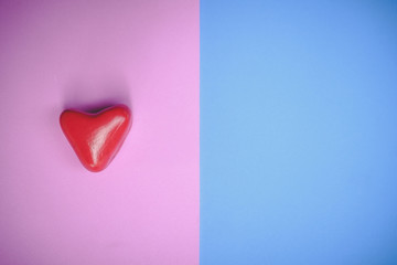 heart of love, vintage style on pink and blue background