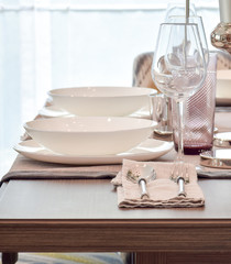 Elegance dining set on wooden table
