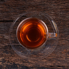  cup of tea on vintage wooden background