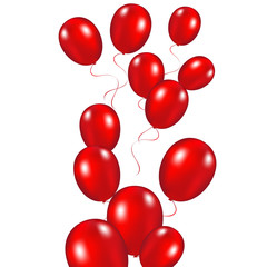 Red festive balloons background vector illustration on a white b