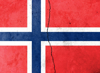 A crack in the wall. Flag of Norway