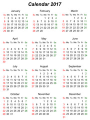 Calendar vertical to the year 2107. Sunday first