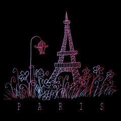 Fototapeta na wymiar Illustration with Eiffel tower, Paris