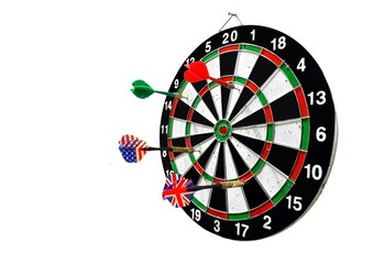 Dart board with arrow isolated on white background