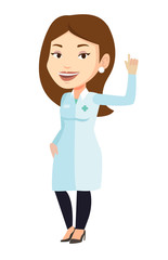 Doctor showing finger up vector illustration.