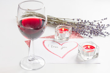 concept of Valentine's Day love letter on white background