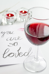 concept of Valentine's Day love letter on white background