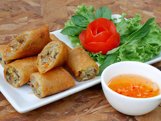 Fried Thail Spring rolls food