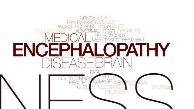 Encephalopathy animated word cloud, text design animation. Kinetic typography.