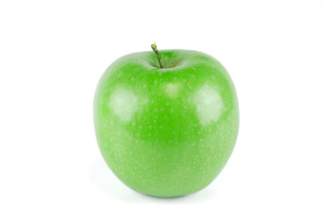single green apple on white background