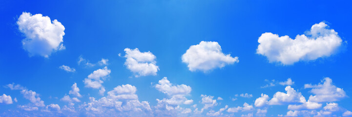 Naklejka na ściany i meble panorama of white clouds on blue sky