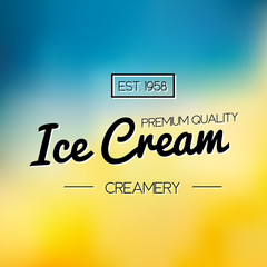 Ice Cream and Frozen Yogurt Logo. Vector vintage Emblem. Summer Logo design element. Retro label for Creamery