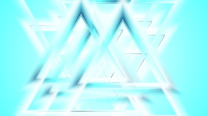 Shiny cyan blue smooth triangles tech background