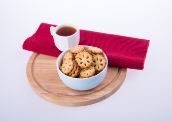 cookies or Tea and cookies on background.