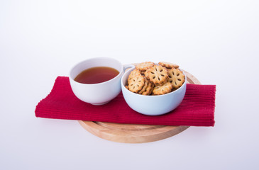 cookies or Tea and cookies on background.