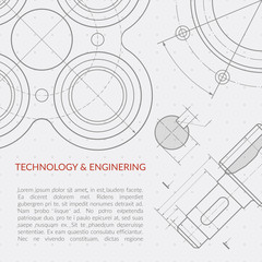 Engineering vector concept with part of machinery technical drawing © MicroOne