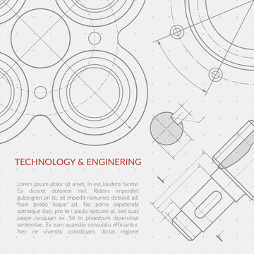 Engineering vector concept with part of machinery technical drawing