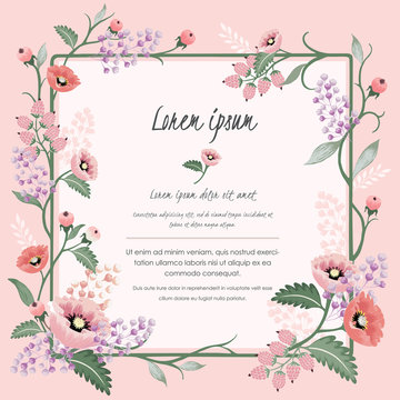  Vector illustration of a beautiful floral vine border with spring flowers for invitations and birthday cards 