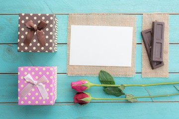 Valentine's day background with chocolate rose flower and empty space for lovely message