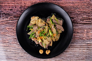 Spicy fried pickle lettuce with Pig liver