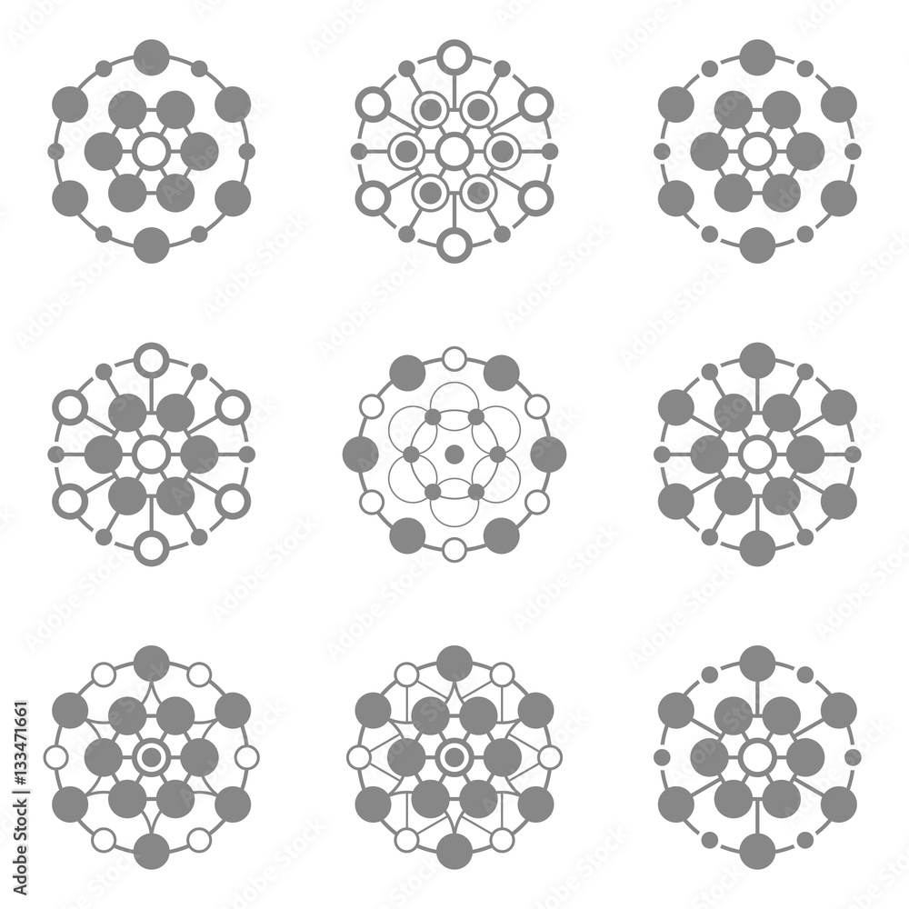 Poster set of abstract connections vector icons. communication. designed for web.