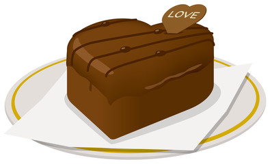 バレンタイン　ハート型チョコレートケーキのイメージイラスト