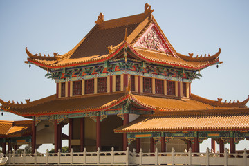 Fototapeta premium Chinese Temple in South Africa. traditional architecture. African spring.