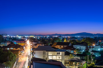 Fototapeta premium beautiful sunset and moutain range can see Doi inthanon, Chiangm