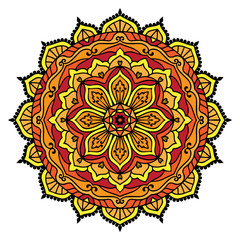 Colored mandala on the white background.Vector