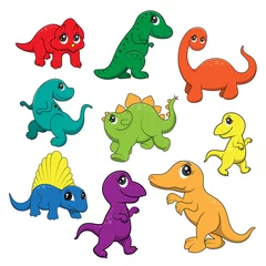 Fotobehang illustration of cute dinosaurs cartoon EPS10 File on white backg © thanamat